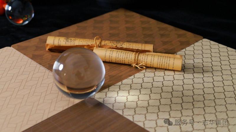 全EB系列新品「同色不同肌理」的搭配，不仅是技术的升级，更是一种更高级的空间语言，它尊重材质的本真，又赋予其无限可能（EB金属光感板、EB金属光感3D板、卡尼亚·流光叠彩板）